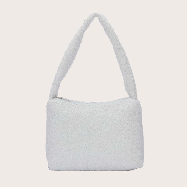 

Minimalist Fluffy Shoulder Bag, White