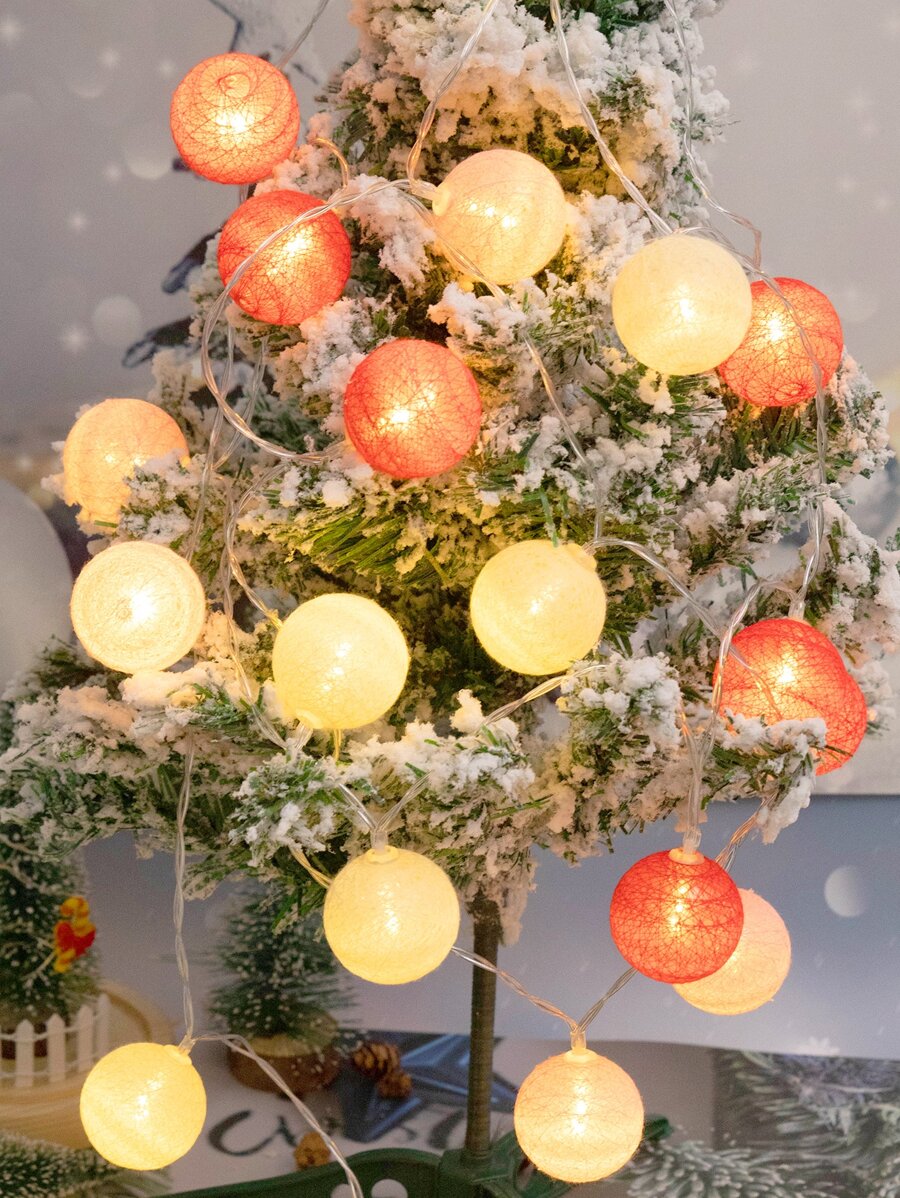 1pc 1.5m 10led Christmas Decorative Ball String Light For Indoor Tree Decoration - Yellow - View 1