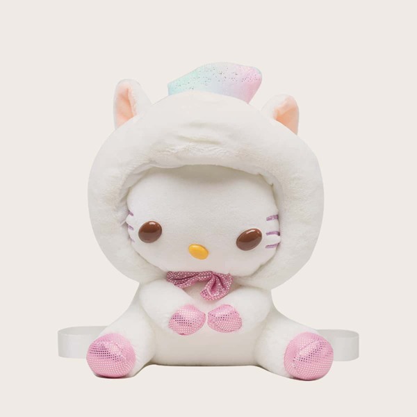 

Cartoon Design Fluffy Backpack, White
