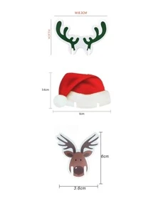 10pcs/Set Christmas Wine Glass Card & Bottle Label, 8 Different Styles & 2pcs Santa Hat & Reindeer Shaped,Christmas Gifts,Merry Christmas - Multicolor - View 3