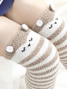 Phim hoạt hình mờ trên tất đầu gối - Nhiều màu - Xem 2