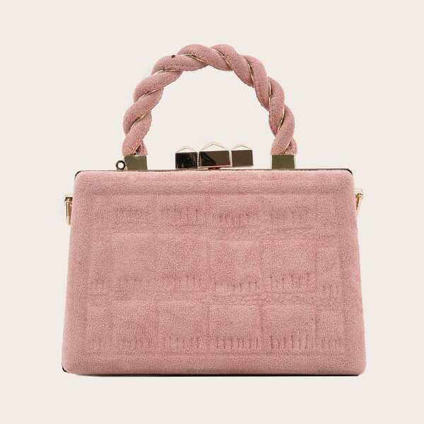 

Metal Decor Top Handle Bag, Pink
