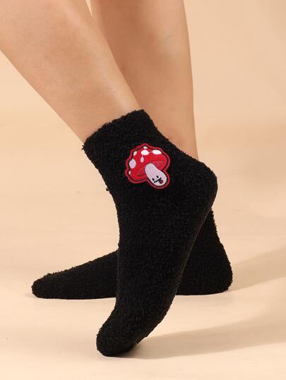 Cartoon Mushroom Embroidered Fuzzy Socks | SHEIN ASIA