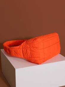 極簡風格絎縫單肩包 - 橘色 - 查看 3