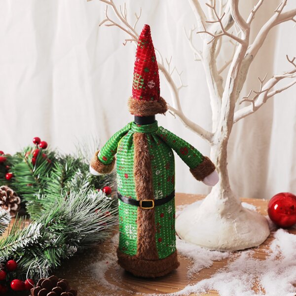 

1pc Christmas Decorative Wine Cover, Multicolor