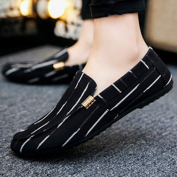 

Men Stitch Detail Loafers, Black