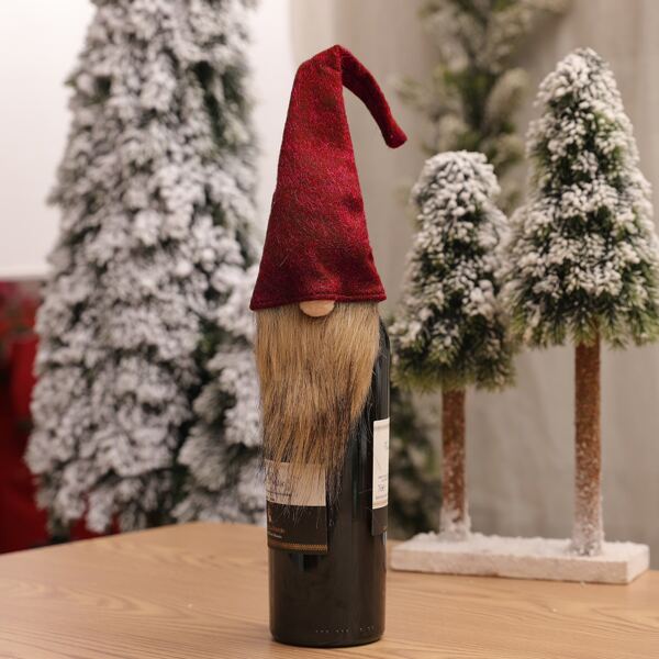 

1pc Christmas Gnome Wine Cover, Multicolor