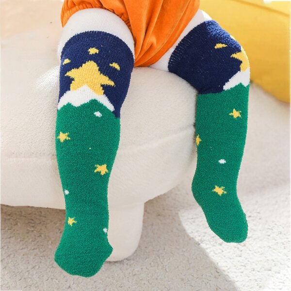 

Toddler Kids Christmas Star Print Over The Knee Socks, Multicolor