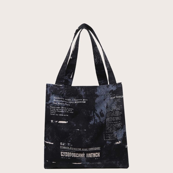 

Girls Letter Graphic Shopper Bag, Black