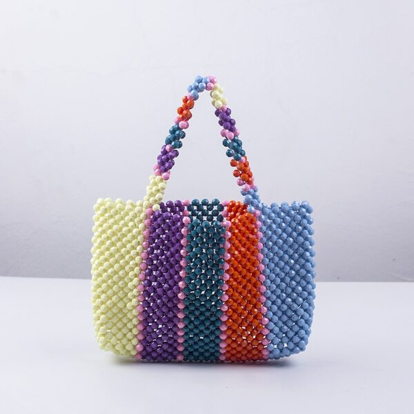 

Colorblock Plastic Square Bag, Multicolor