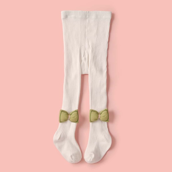 

Toddler Girls Bow Decor Tights, White