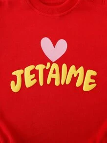 Peninsula Baby 嬰兒愛心和標語圖案網眼刺繡荷葉邊附髮帶連身背心 - 紅色 - 查看 6