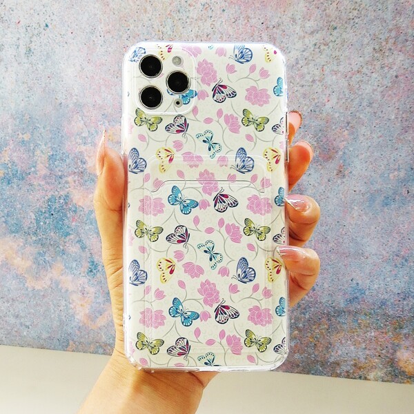 

Butterfly Painted Phone Case With Card Slot, Multicolor