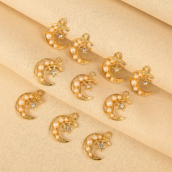 

10pcs DIY Moon Charm, Gold