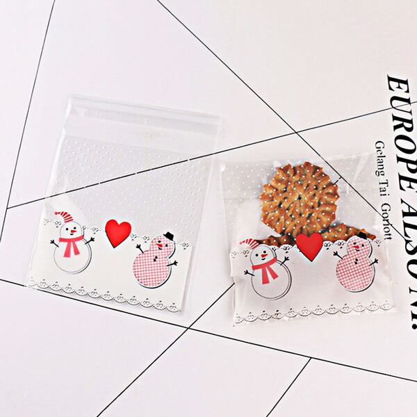 

100pcs Snowman Print Packaging Bag, Multicolor