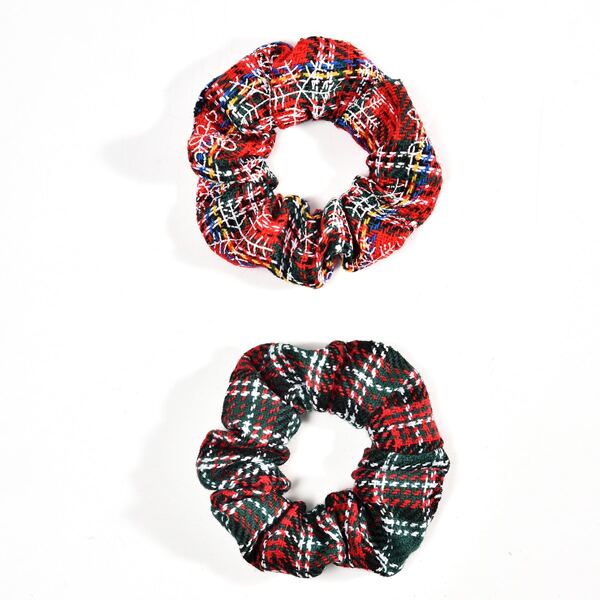 

2pcs Christmas Plaid Hair Tie, Multicolor