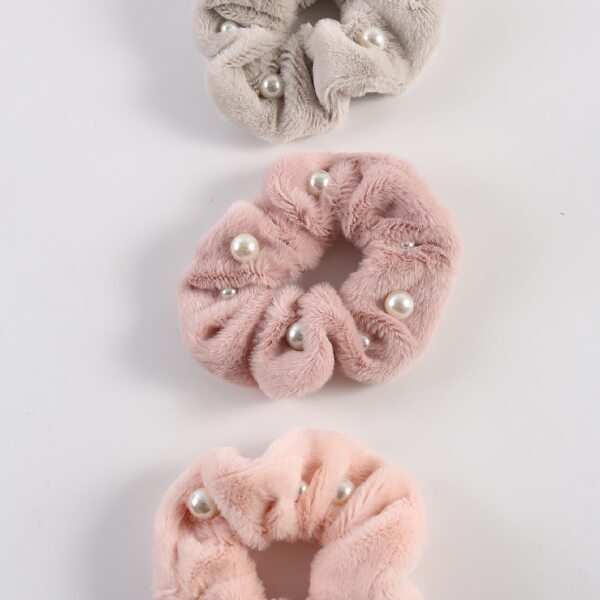 

3pcs Faux Pearl Decor Scrunchie, Multicolor