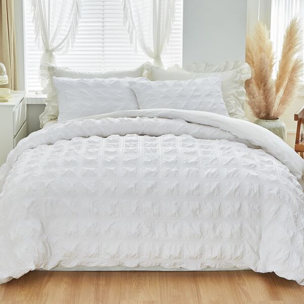 

Seersucker Duvet Cover Set Without Filler, White