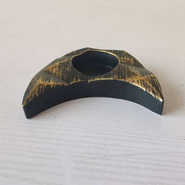 

1pc Moon Shaped Vintage Candle Holder, Black