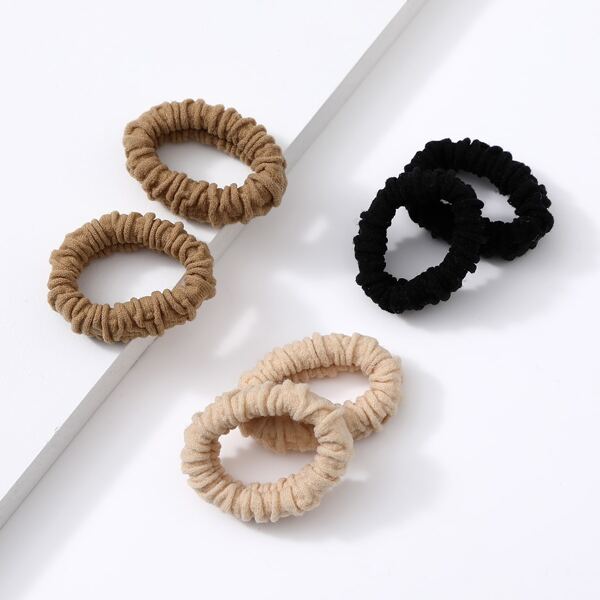 

6pcs Solid Hair Tie, Multicolor