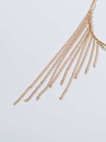 水鑽細節金屬流蘇頭髮鏈條 - 金色 - 查看 3