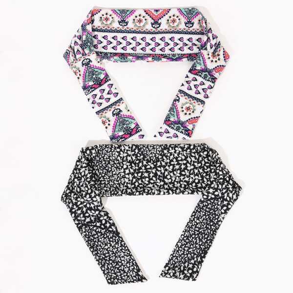 

2pcs Graphic Print Hair Band, Multicolor