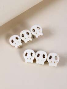 2个骷髅头装饰发夹，街头骷髅，恶魔配饰，发夹，发爪，学校用品，发饰，头部配饰，发卡 - 白色 - 查看 8