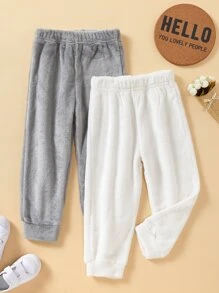 Toddler Boys 2pcs Solid Flannel Pants - Multicolor - View 1