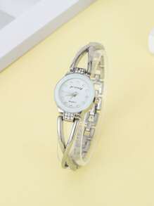 Đồng hồ thạch anh trang trí rhinestone - Bạc - Xem 1