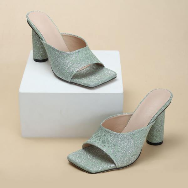 

Glitter Chunky Mule Sandals, Green