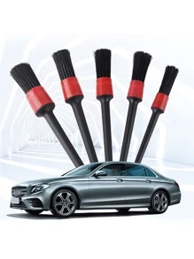 Set de cepillos para detalles de automóviles de 5 piezas, limpiador de automóviles - Negro - Ver 2