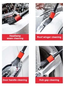 Set de cepillos para detalles de automóviles de 5 piezas, limpiador de automóviles - Negro - Ver 5