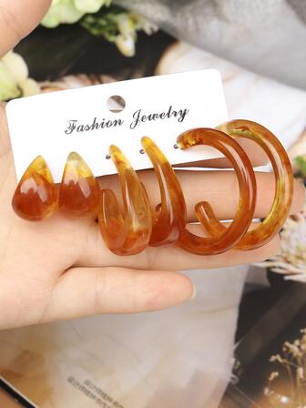 3pairs Acrylic Earrings