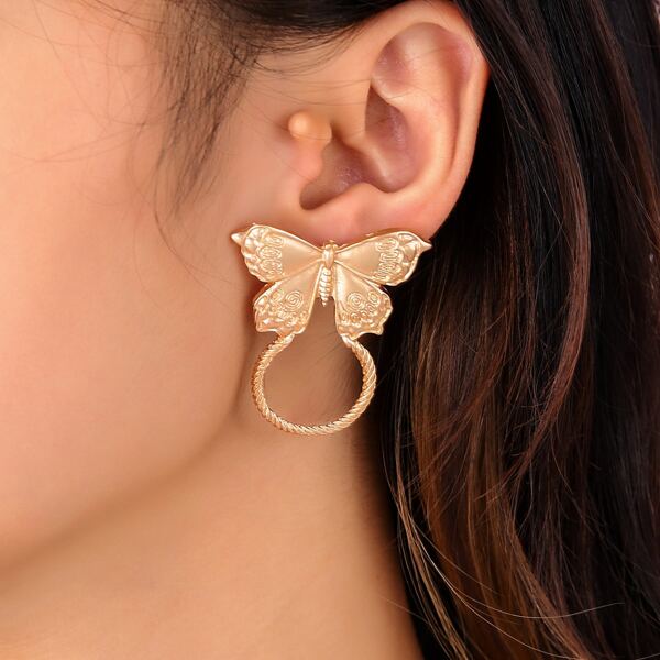 

Butterfly Decor Earrings, Gold