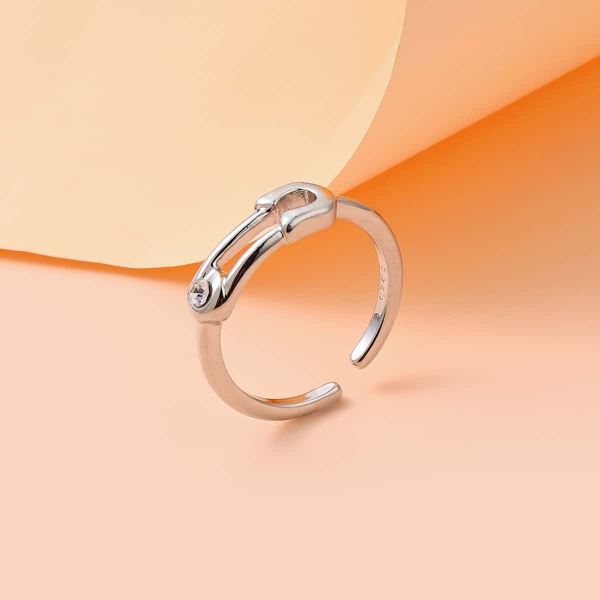 

Rhinestone Detail Cuff Ring, Silver