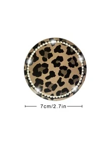 2pcs 7cm Diameter Rhinestone Cow Print & Leopard Print Anti-Slip Silicone Cup Coasters For Car - Multicolor - View 3