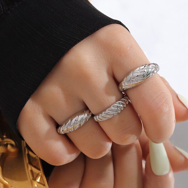 

3pcs Simple Ring, Silver
