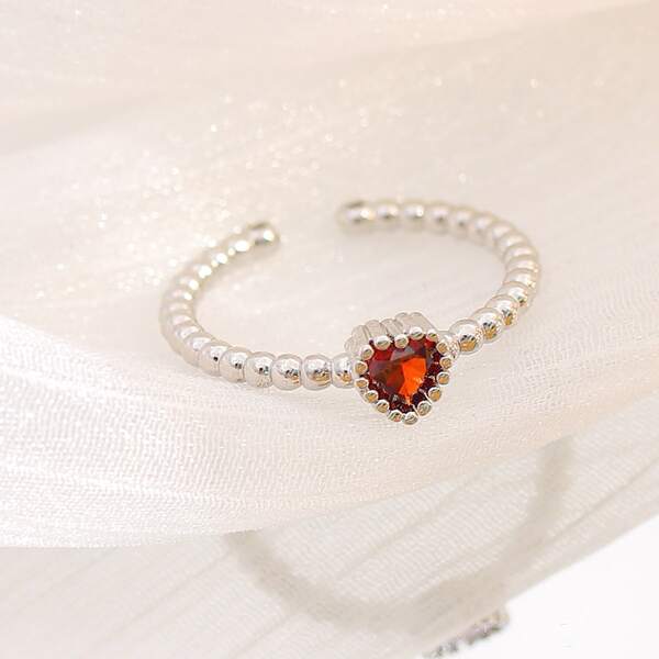 

Rhinestone Decor Cuff Ring, Silver