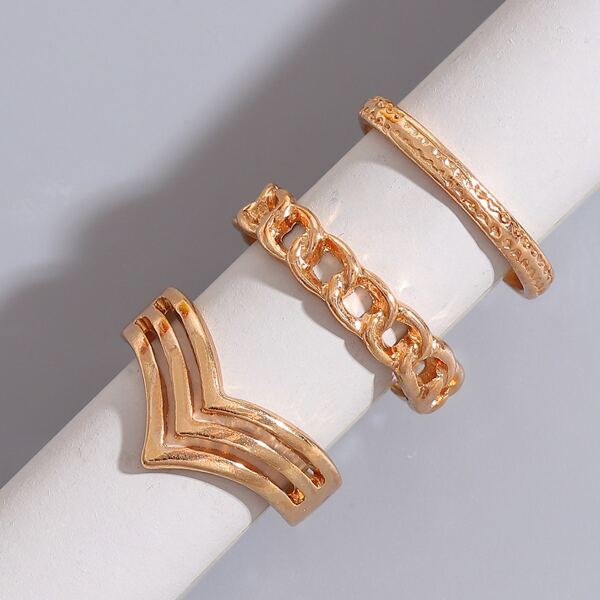 

3pcs Simple Ring, Gold