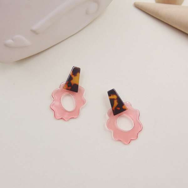 

Flower Decor Stud Earrings, Pink