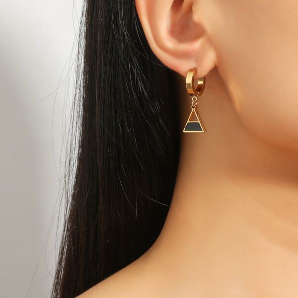 

18K Gold Plated Triangle Drop Earrings, Multicolor