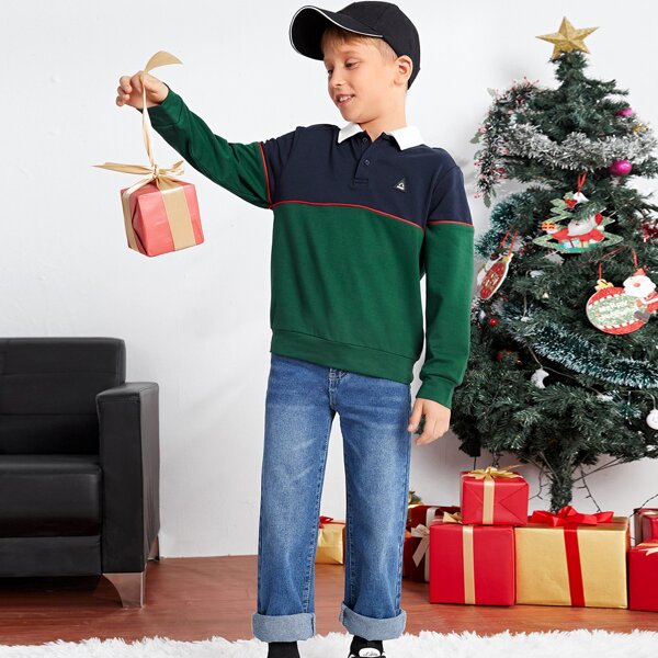 

Boys Patch Detail Colorblock Polo Shirt, Multicolor