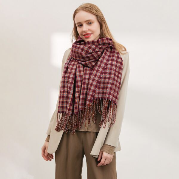 

Fringe Hem Plaid Scarf, Multicolor