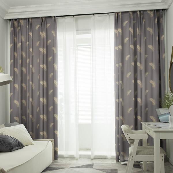 

Feather Pattern Single Panel Curtain, Multicolor