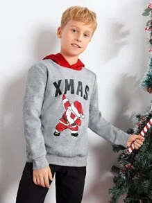 SHEIN 青少年男孩圣诞印花卫衣 - 彩色 - 查看 1