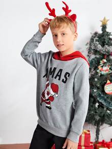 SHEIN 青少年男孩圣诞印花卫衣 - 彩色 - 查看 3