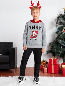 SHEIN 青少年男孩圣诞印花卫衣 - 彩色 - 查看 4