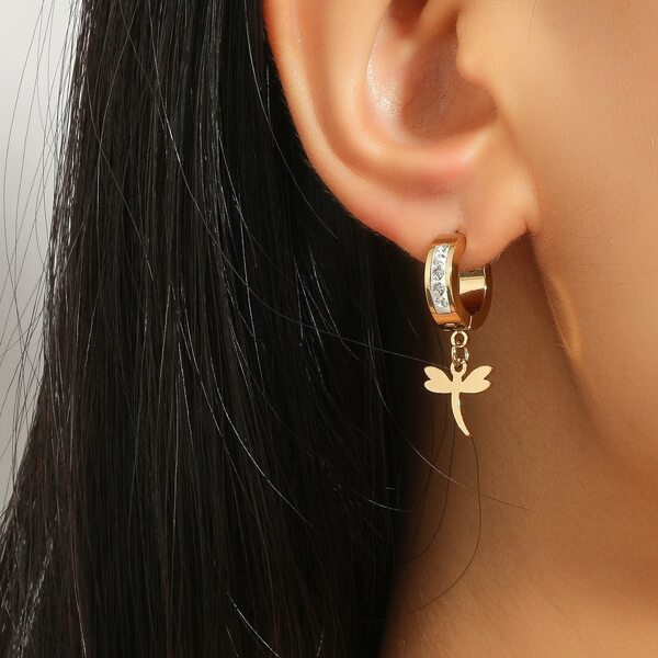

18K Gold Plated Dragonfly Drop Earrings