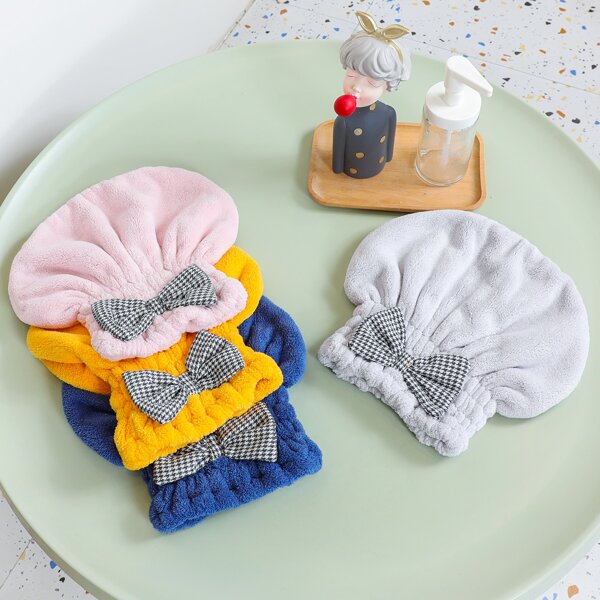

1pc Bow Decor Random Hair Towel, Multicolor
