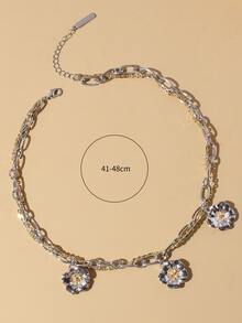 Flower Pendant Layered Necklace - Multicolor - View 2